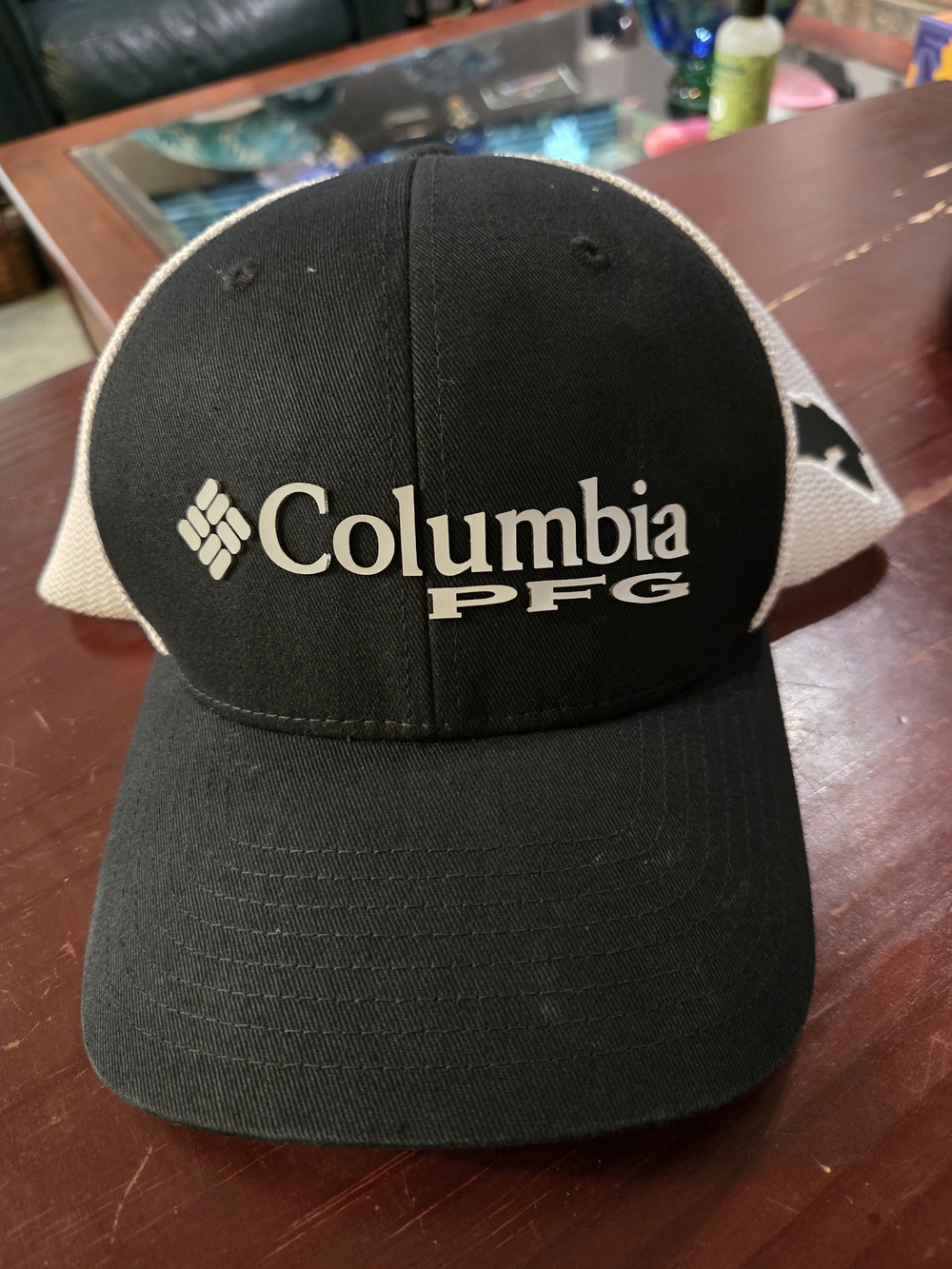 Columbia PFG Black and White Trucker Hat